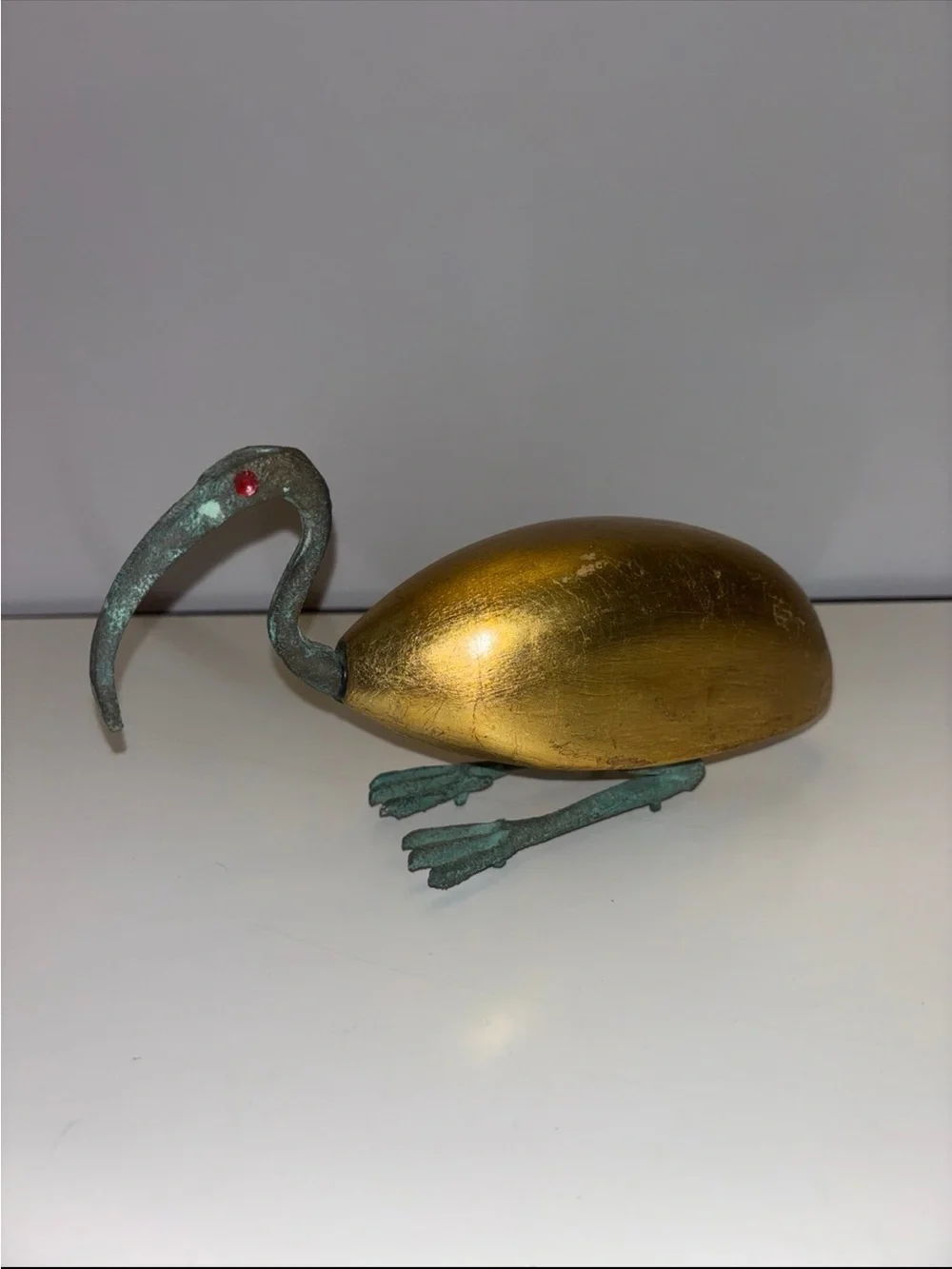Copper  sacred ibis sculpture, a traditional symbol of the Egyptian god Thoth